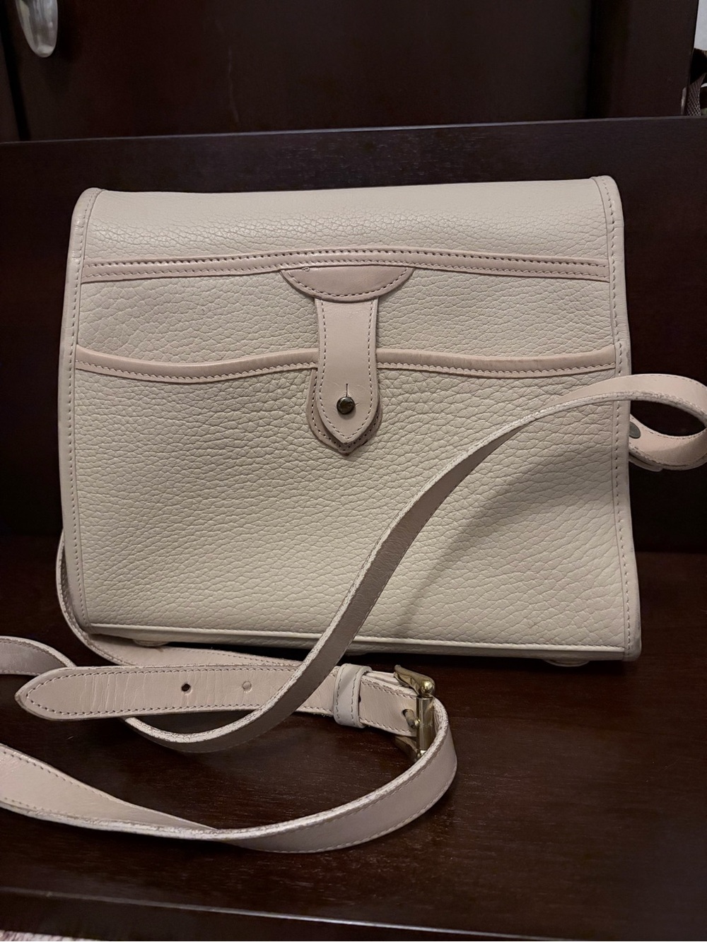 Dooney & Bourke Vintage Pebbled Leather Flap Crossbody in Cream - Picture 4 of 12